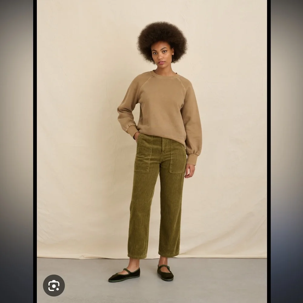 NWT Alex Mill Women’s Neil Straight Leg Pant Corduroy Sz 2 Green 100% Cotton - Picture 5 of 14